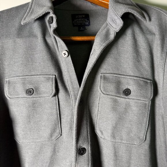 J. Crew Authentic Fleece Button Down, 2 Front Breast Pockets, Gray Sz. Small - Picture 5 of 7